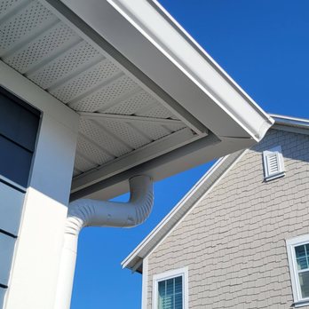 TF2 Gutters - 6" K Style White Seamless Gutters with 4" Round Downspouts. - General Contractors Near Me TF2 Gutters - 6" K Style White Seamless Gutters with 4" Round Downspouts. - General Contractors Near Me