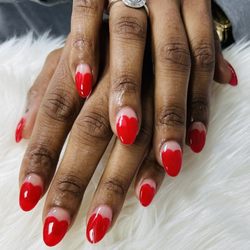 Kasually Kare Nail Spa - Red heart French tip nails