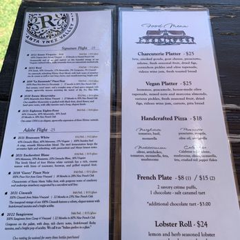 Rideau Vineyard - Menu - Wine Tasting Room Near Me - Solvang, California Rideau Vineyard - Menu - Wine Tasting Room Near Me - Solvang, California