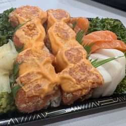 Battera Roll with salmon and white tuna sashimi