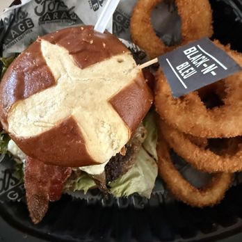 Ford's Garage Westchase - Black and Blue Burger with onion rings! - Burgers Near Me - Tampa, Florida Ford's Garage Westchase - Black and Blue Burger with onion rings! - Burgers Near Me - Tampa, Florida