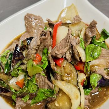 Thai Corner - Eggplant Stir Fried with Meat - Thai Near Me - Chino Hills, California Thai Corner - Eggplant Stir Fried with Meat - Thai Near Me - Chino Hills, California