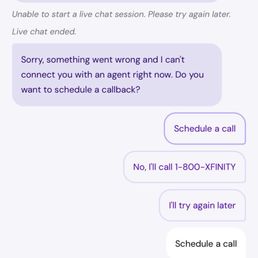 An example of hitting a wall with the Xfinity assistant.