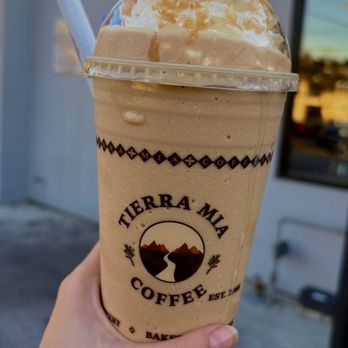Tierra Mia Coffee - LARGE salted caramel frappe. 3.5/5 (I prefer the medium size) - Coffee & Tea Near Me - Los Angeles, California Tierra Mia Coffee - LARGE salted caramel frappe. 3.5/5 (I prefer the medium size) - Coffee & Tea Near Me - Los Angeles, California