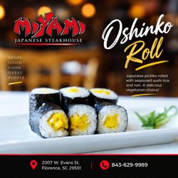 Miyami Japanese Steakhouse - Oshinko Roll
