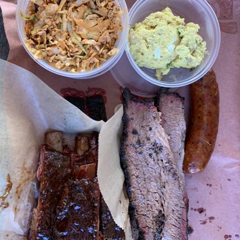 la Barbecue - 1 lb. Brisket, 1 lb. Pork Ribs, Potato Salad, Chipotle Slaw, House Made Sausage - Barbeque Near Me - Austin, Texas la Barbecue - 1 lb. Brisket, 1 lb. Pork Ribs, Potato Salad, Chipotle Slaw, House Made Sausage - Barbeque Near Me - Austin, Texas