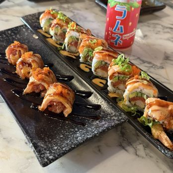 Mabu Sushi - Sunset no rice roll and Malibu special roll - Sushi Bars Near Me - El Monte, California