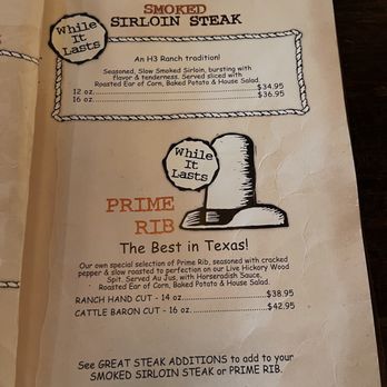 H3 Ranch - Menu - Steakhouses Near Me - Fort Worth, Texas H3 Ranch - Menu - Steakhouses Near Me - Fort Worth, Texas
