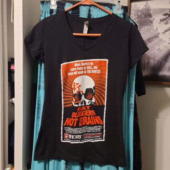 Vortex Bar & Grill - Curious as to how this is a women's LARGE tshirt... This would fit my flat chested, skinny af, 10 year old niece. $35 WASTED. - American Near Me - Atlanta, Georgia Vortex Bar & Grill - Curious as to how this is a women's LARGE tshirt... This would fit my flat chested, skinny af, 10 year old niece. $35 WASTED. - American Near Me - Atlanta, Georgia