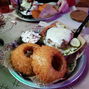 River City Cafe - turkey burger with onion rings - American Near Me - Myrtle Beach, South Carolina