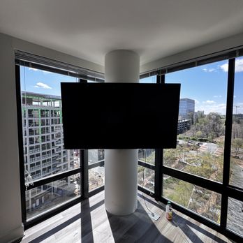 TV Geeks - 75" TV on Concrete Post! - TV Mounting Near Me TV Geeks - 75" TV on Concrete Post! - TV Mounting Near Me