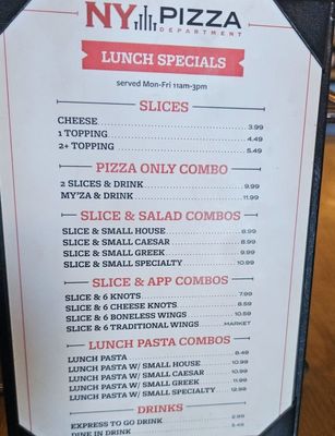 Menu photo 3 NY Pizza Department Phoenix, AZ
