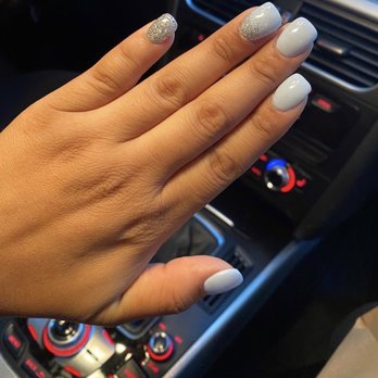 Me Too Nails - Frosty Blue with a touch of glitter. - Nail Salons Near Me - Lindenhurst, New York