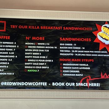 Red Window Coffee - Menu July 2025 - Coffee & Tea Near Me - Sherman Oaks, California