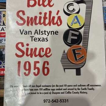 Bill Smiths Cafe - Main menu - Breakfast & Brunch Near Me - Van Alstyne, Texas