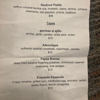 Balboa Cafe - What the menu given to us described the paella as - Bars Near Me - San Francisco, California