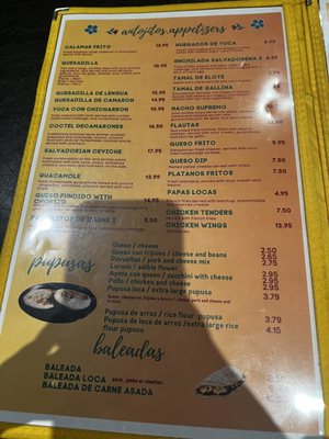 Menu photo 8 Tipicos Los Reyes Manassas, VA