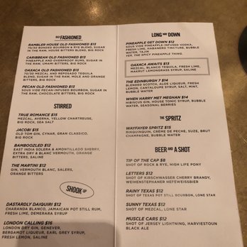 Midnight Rambler - Menu - New American Near Me - Dallas, Texas