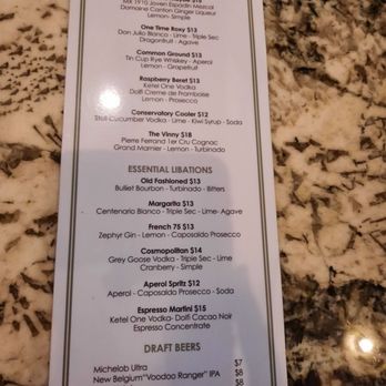 The Conservatory - Galleria - Drink menu 3.31.24 - Food Court Near Me - Houston, Texas