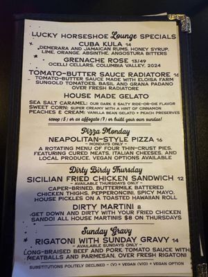 Menu photo 3 Lucky Horseshoe Lounge Portland, OR