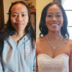 Airbrush makeup before and after