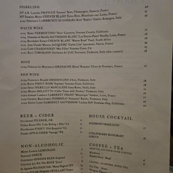 Frances - Drink menu 7/18/2025 - New American Near Me - San Francisco, California