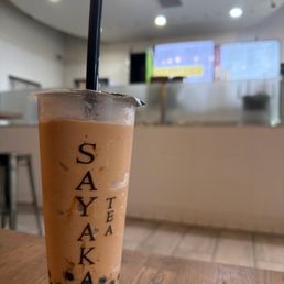 Thai tea ice blended with boba