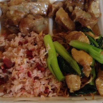 Hoy Tin Kitchen - Dinner plate with (bad) fried rice, choy sum chicken chow mein & spare ribs. - Chinese Near Me - Honolulu, Hawaii Hoy Tin Kitchen - Dinner plate with (bad) fried rice, choy sum chicken chow mein & spare ribs. - Chinese Near Me - Honolulu, Hawaii