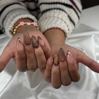 Sugar Nails & Lashes - Brown Katseye with two 3-D nails - Nail Salons Near Me - Orange, California