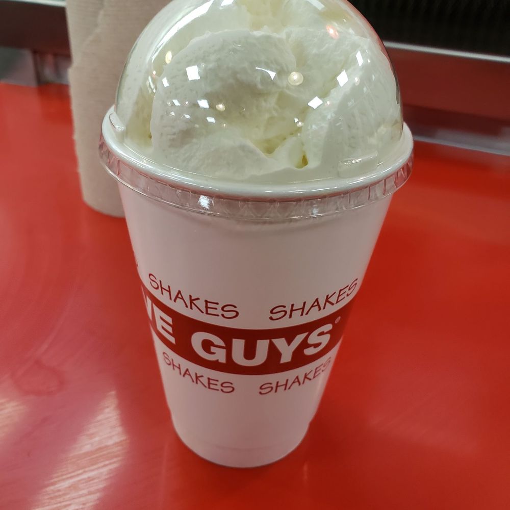 Five Guys - Vanilla milkshake with wiped cream - so tasty. - Burgers Near Me - Poughkeepsie, New York Five Guys - Vanilla milkshake with wiped cream - so tasty. - Burgers Near Me - Poughkeepsie, New York