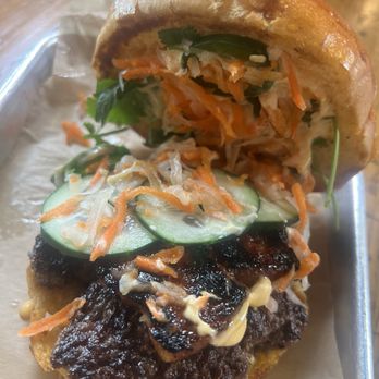 Burger Bench - PORK BELLY BÁNH MI BURGER - American Near Me - Escondido, California Burger Bench - PORK BELLY BÁNH MI BURGER - American Near Me - Escondido, California