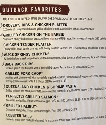 Menu photo 1 Outback Steakhouse Tucson, AZ