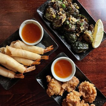 Hakacha Restaurant - Fried brussels (new to the menu but super yummy), fried shrimp wrap, fried chicken bites - Ramen Near Me - Ithaca, New York