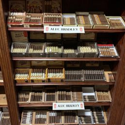 a shelf of cigars