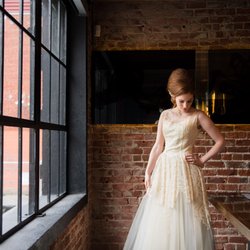 Recapture Vintage Bridal Designs - Lovely lace 1950's gown in a unique 'tea stained' color