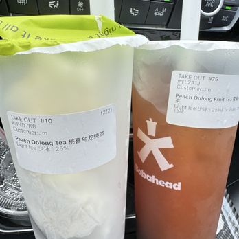 Ever Taste - Left side peach oolong tea, right one is the fruit tea that supposed come with toppings - Bubble Tea Near Me - Plano, Texas Ever Taste - Left side peach oolong tea, right one is the fruit tea that supposed come with toppings - Bubble Tea Near Me - Plano, Texas