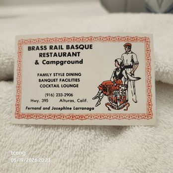Brass Rail - Biz Card - Basque Near Me - Alturas, California Brass Rail - Biz Card - Basque Near Me - Alturas, California