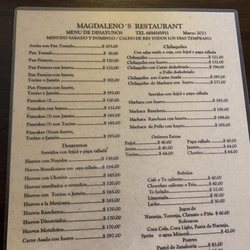 Restaurant Magdalenos - The menu to Magdalenos restaurant