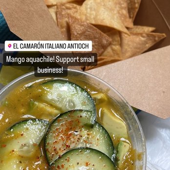 El Camaron Italiano - Mango aguachile and chips - Italian Near Me - Antioch, California