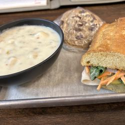 The Big Salad - Loaded potato soup, chocolate chip cookie, & turkey bacon apple sandwich
