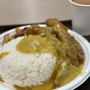 Cha Don Yaohan - Curry beef brisket & tendon on rice + milk tea $16. 椰香咖哩牛筋腩飯 - Hong Kong Style Cafe Near Me - Richmond, British Columbia Cha Don Yaohan - Curry beef brisket & tendon on rice + milk tea $16. 椰香咖哩牛筋腩飯 - Hong Kong Style Cafe Near Me - Richmond, British Columbia