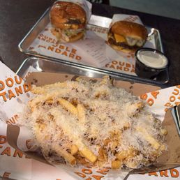 Parm fries with burger 001, 002 Parm fries with burger 001, 002