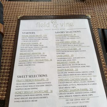 Field & Vine - Food menu - New American Near Me - Romulus, New York