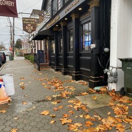leaves on the sidewalk