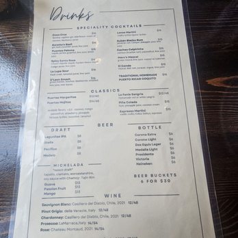 Puertas - Drink menu - Breakfast & Brunch Near Me - Brooklyn, New York