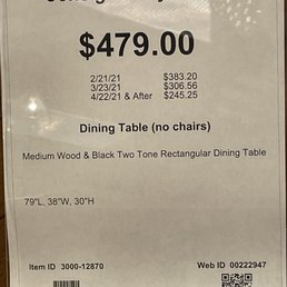 Sample of label on each item