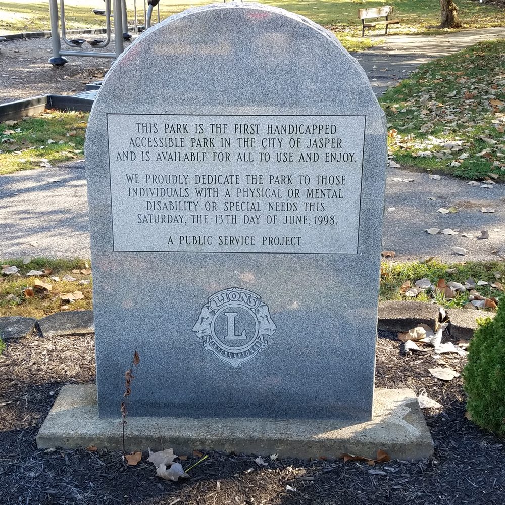Jasper Riverwalk - marker for first handicap accessible park in Jasper - Parks Near Me - Jasper, Indiana