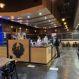 The counter.   Very good coffee.