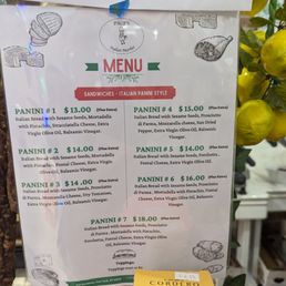 Sandwich menu