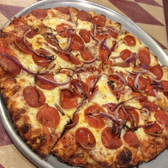 Pizza Express Maidu - "Small" spicy pepperoni and red onion with red sauce - Pizza Near Me - Auburn, California Pizza Express Maidu - "Small" spicy pepperoni and red onion with red sauce - Pizza Near Me - Auburn, California